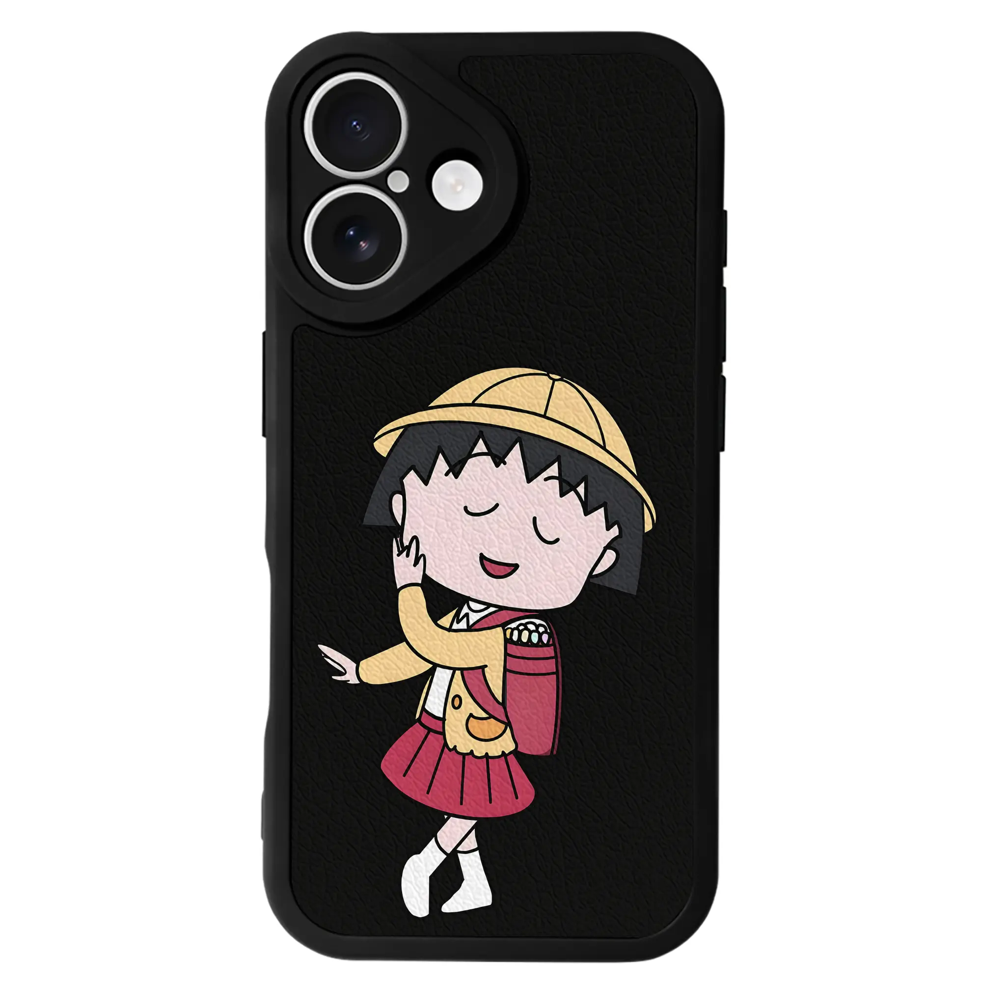 ちびまる子ちゃん グッズ さくら ももこ - IPhone 16シリーズ対応 ・ シリコンスマホケース ・ レザー調 ・ 高精度フィット ・ 耐衝撃 ・ ワイヤレス充電対応 ・ 精密カット